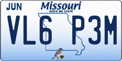 MO license plate VL6P3M