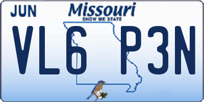 MO license plate VL6P3N