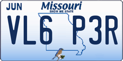 MO license plate VL6P3R
