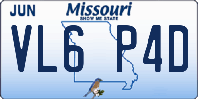 MO license plate VL6P4D