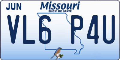 MO license plate VL6P4U
