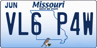 MO license plate VL6P4W