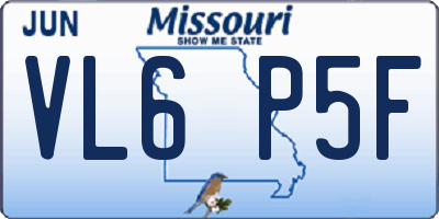 MO license plate VL6P5F