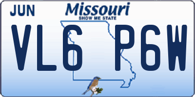 MO license plate VL6P6W