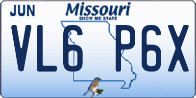 MO license plate VL6P6X