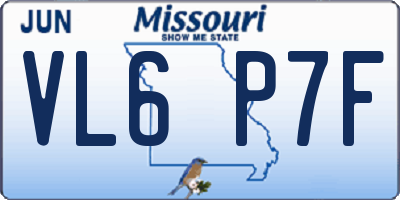 MO license plate VL6P7F