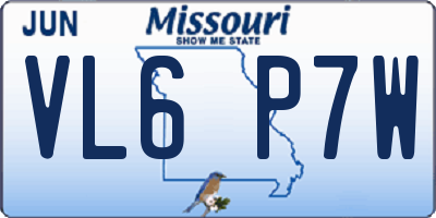 MO license plate VL6P7W