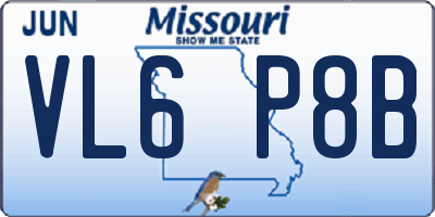 MO license plate VL6P8B