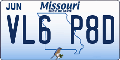 MO license plate VL6P8D