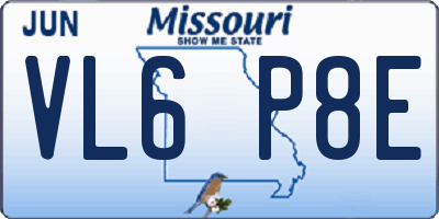 MO license plate VL6P8E