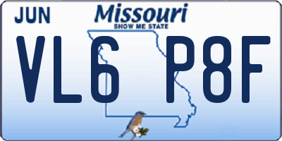 MO license plate VL6P8F
