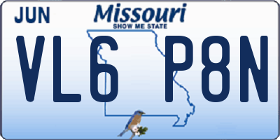 MO license plate VL6P8N