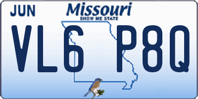MO license plate VL6P8Q