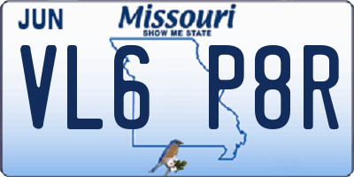 MO license plate VL6P8R