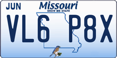 MO license plate VL6P8X