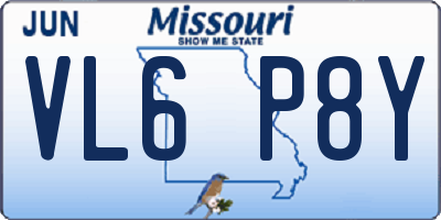 MO license plate VL6P8Y
