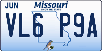MO license plate VL6P9A