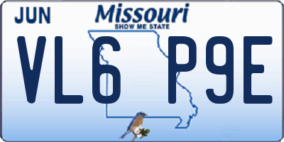 MO license plate VL6P9E