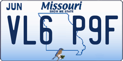 MO license plate VL6P9F