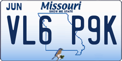 MO license plate VL6P9K