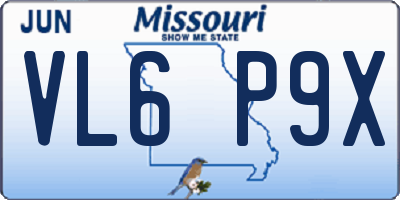 MO license plate VL6P9X