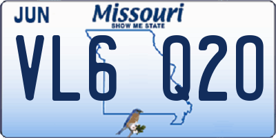 MO license plate VL6Q2O