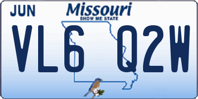 MO license plate VL6Q2W