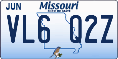 MO license plate VL6Q2Z