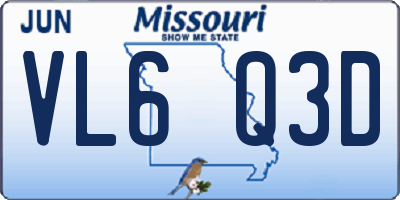 MO license plate VL6Q3D
