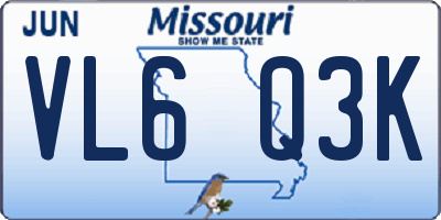 MO license plate VL6Q3K