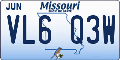 MO license plate VL6Q3W