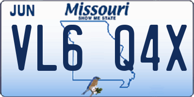 MO license plate VL6Q4X