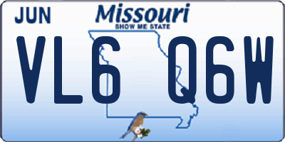 MO license plate VL6Q6W