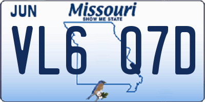 MO license plate VL6Q7D