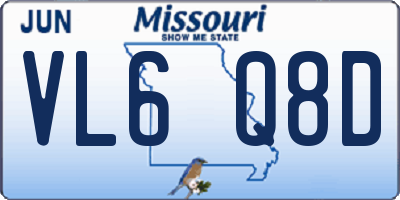 MO license plate VL6Q8D
