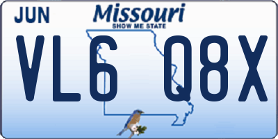 MO license plate VL6Q8X