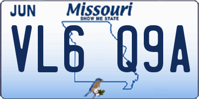 MO license plate VL6Q9A