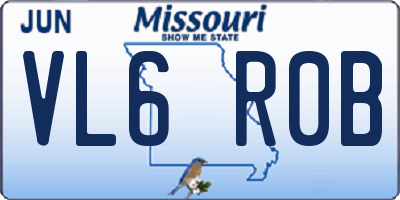 MO license plate VL6R0B