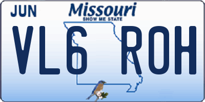 MO license plate VL6R0H