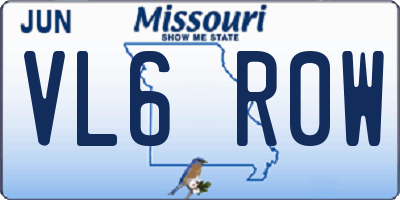 MO license plate VL6R0W