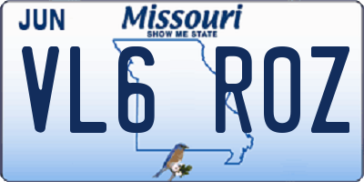 MO license plate VL6R0Z