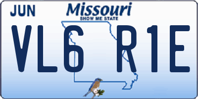 MO license plate VL6R1E