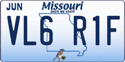 MO license plate VL6R1F