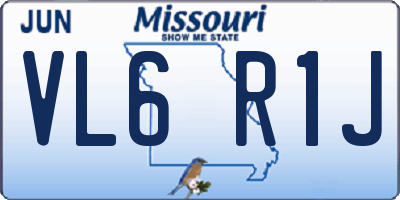MO license plate VL6R1J