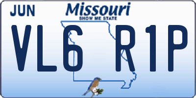 MO license plate VL6R1P