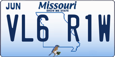 MO license plate VL6R1W