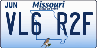 MO license plate VL6R2F
