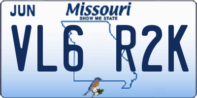 MO license plate VL6R2K