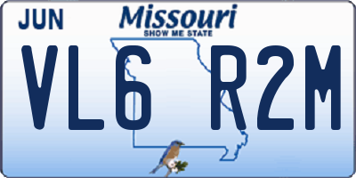 MO license plate VL6R2M