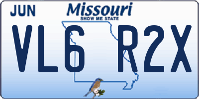MO license plate VL6R2X